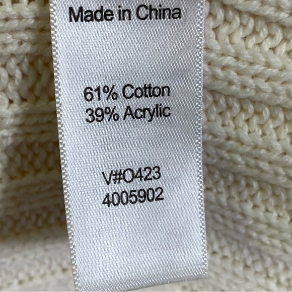 ColdWater Creek Women’s Cream Ivory Cotton Acrylic Blend Knit Short Sleeve Card - Picture 4 of 5